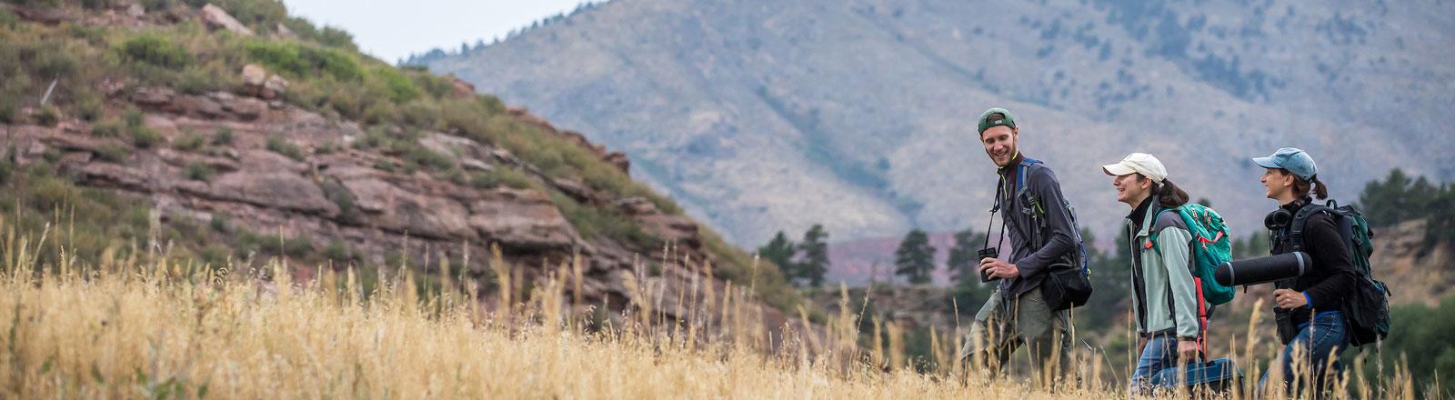 研究ers out in the field 和 rocky mountains studying native birds